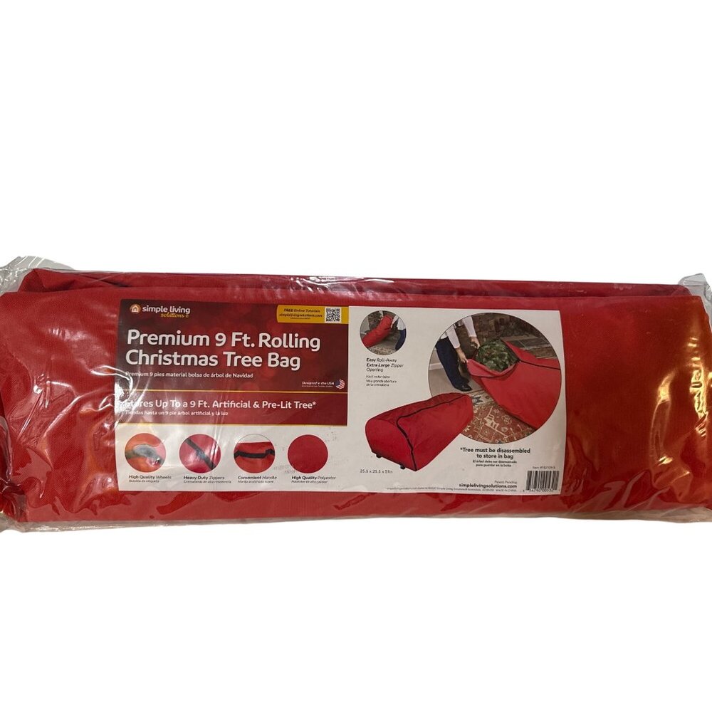 Simple Living Solutions 9 ft Rolling Christmas Tree Bag Storage Home Organize